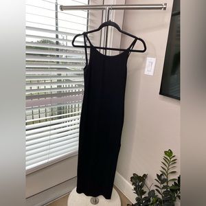 Backless back side slit black dress